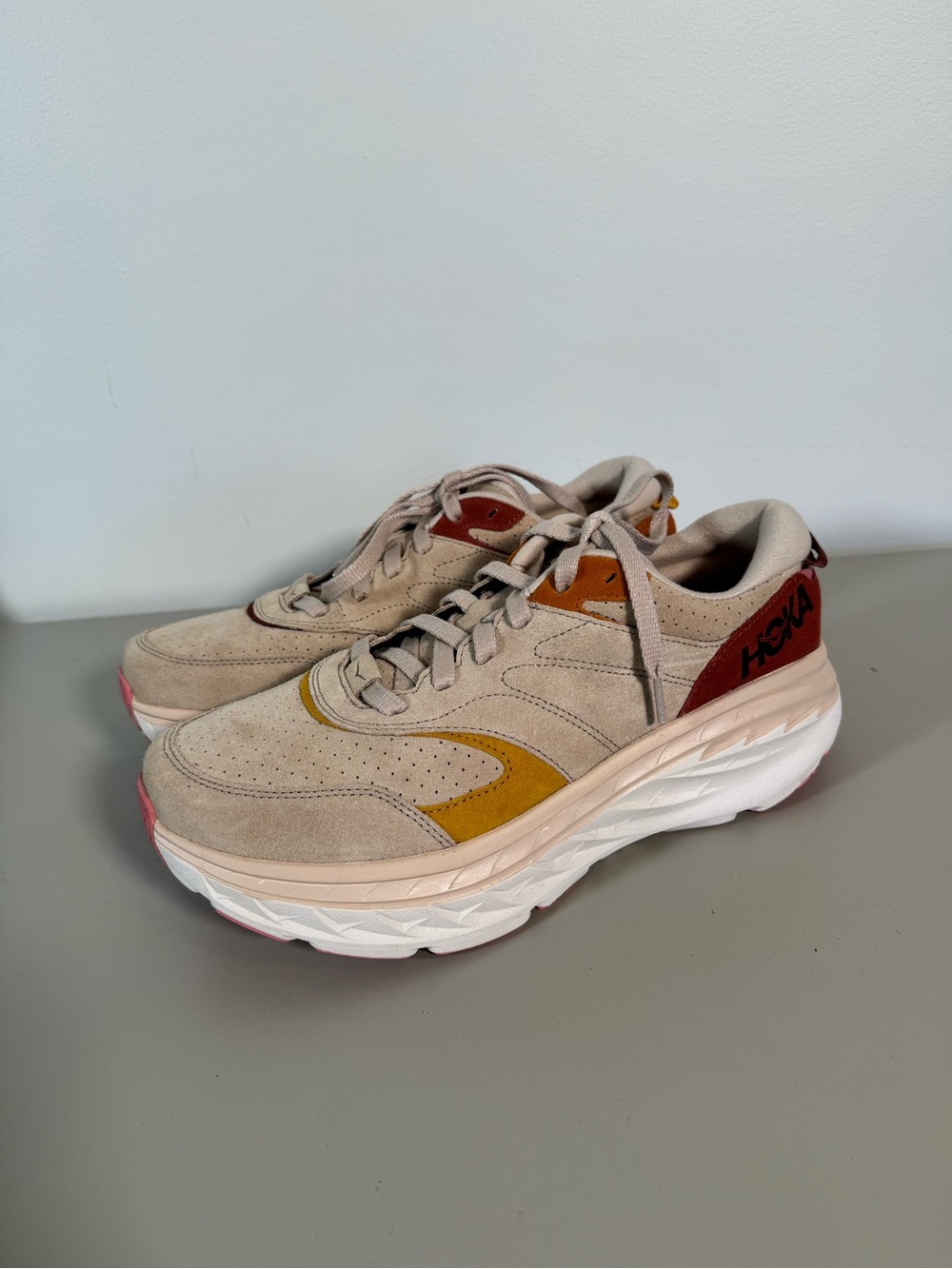 NWOT HOKA Bondi L Suede Shifting Sand Sneakers Men’s 11 / Women’s 12 - Picture 4 of 12